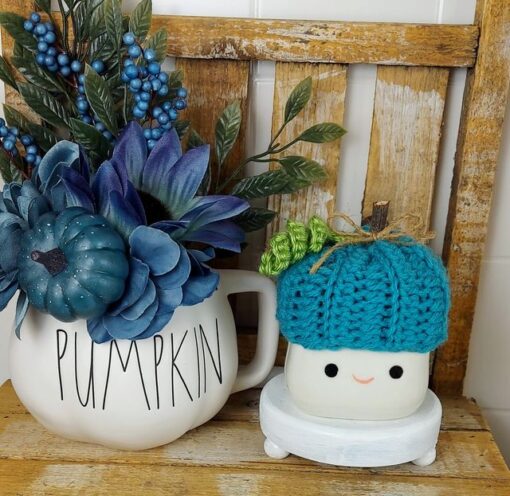 blue pumpkin mug hat